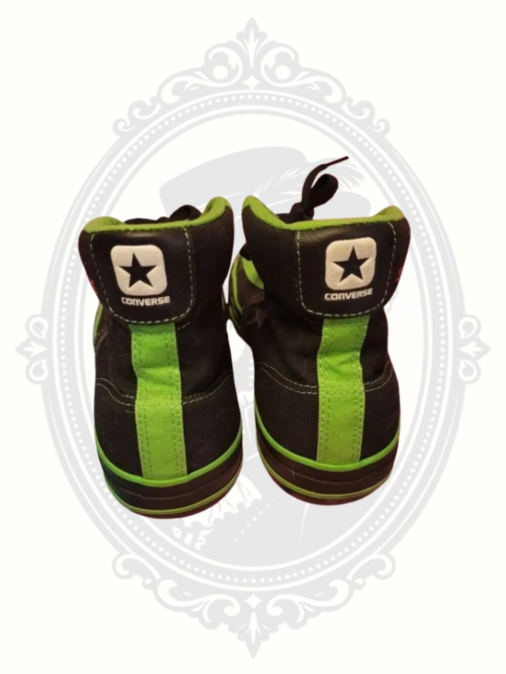(SOLD) Converse CONS Black & Neon Green High Top Sneakers Mens 8 Womens 10 - Picture 3 of 11